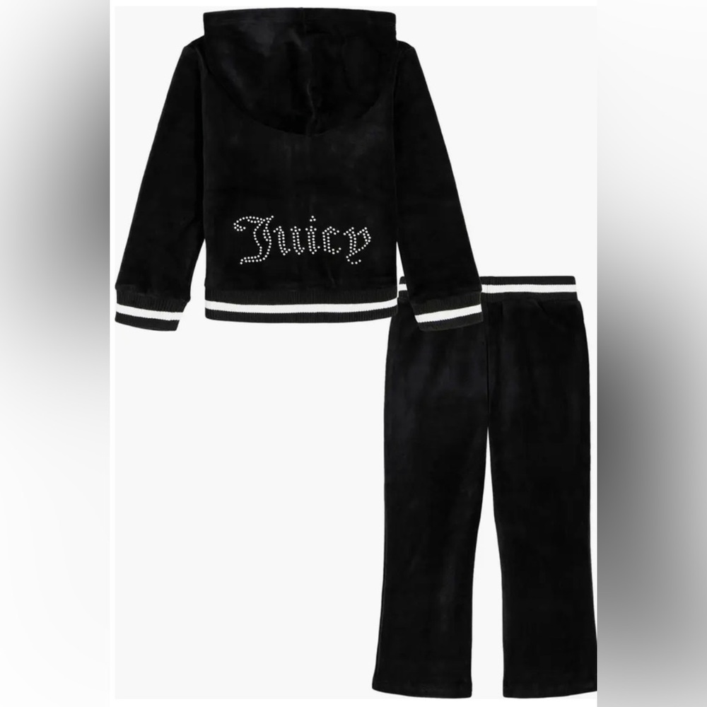 Juicy Couture Kids Black Velour Size 8/10 Hoodie Set